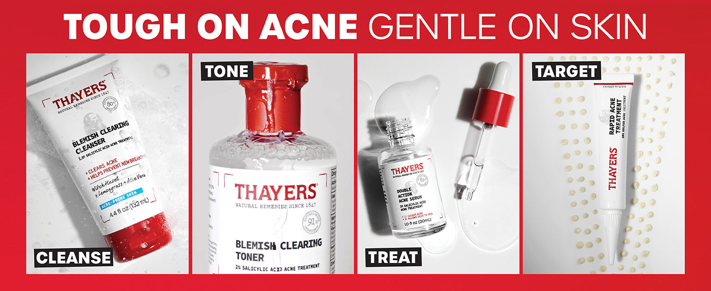 Zermet 1 Thayers Blemish Clearing Acne Pads, Salicylic Acid Acne Treatment for Face, Pore Reducing, Exfoliating, and Soothing Skincare, Witch Hazel Toner Pads, 60 Ct