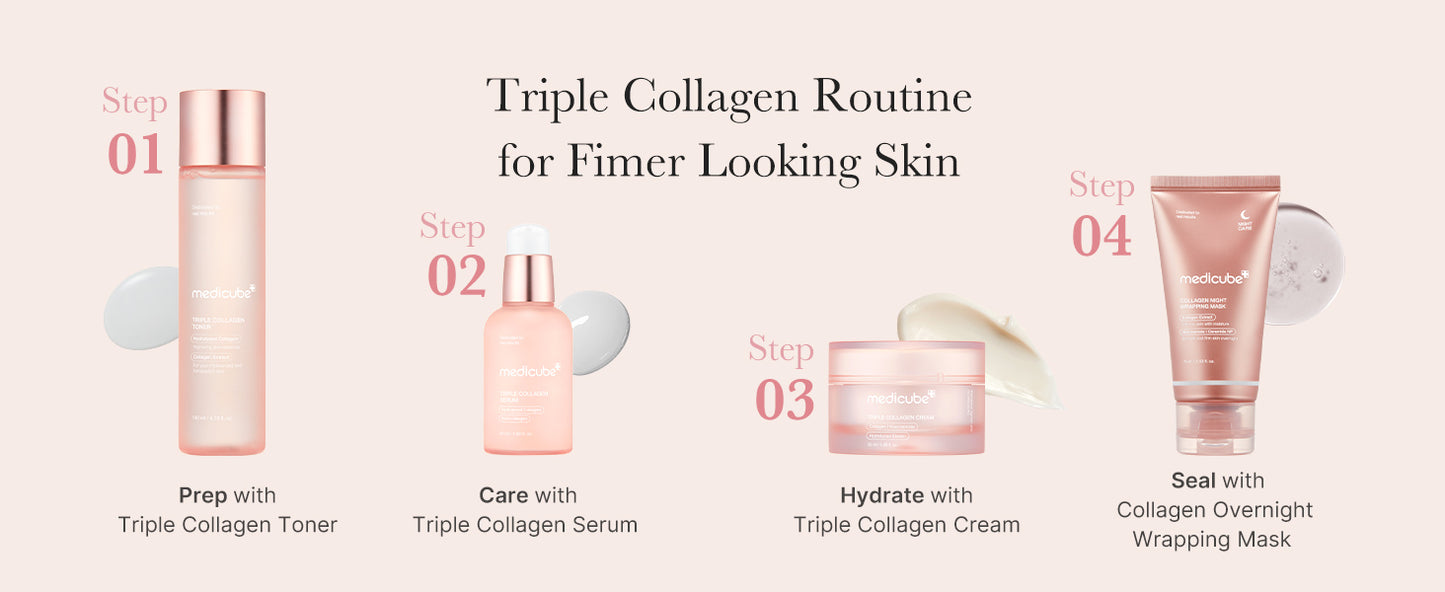 Zermet 1 Medicube Triple Collagen Serum 1.85 fl.oz - Nourish dull skin with Triple Collagen Complex - A lightweight serum with Niacinamide and Hyaluronic Acid - Korean Skincare