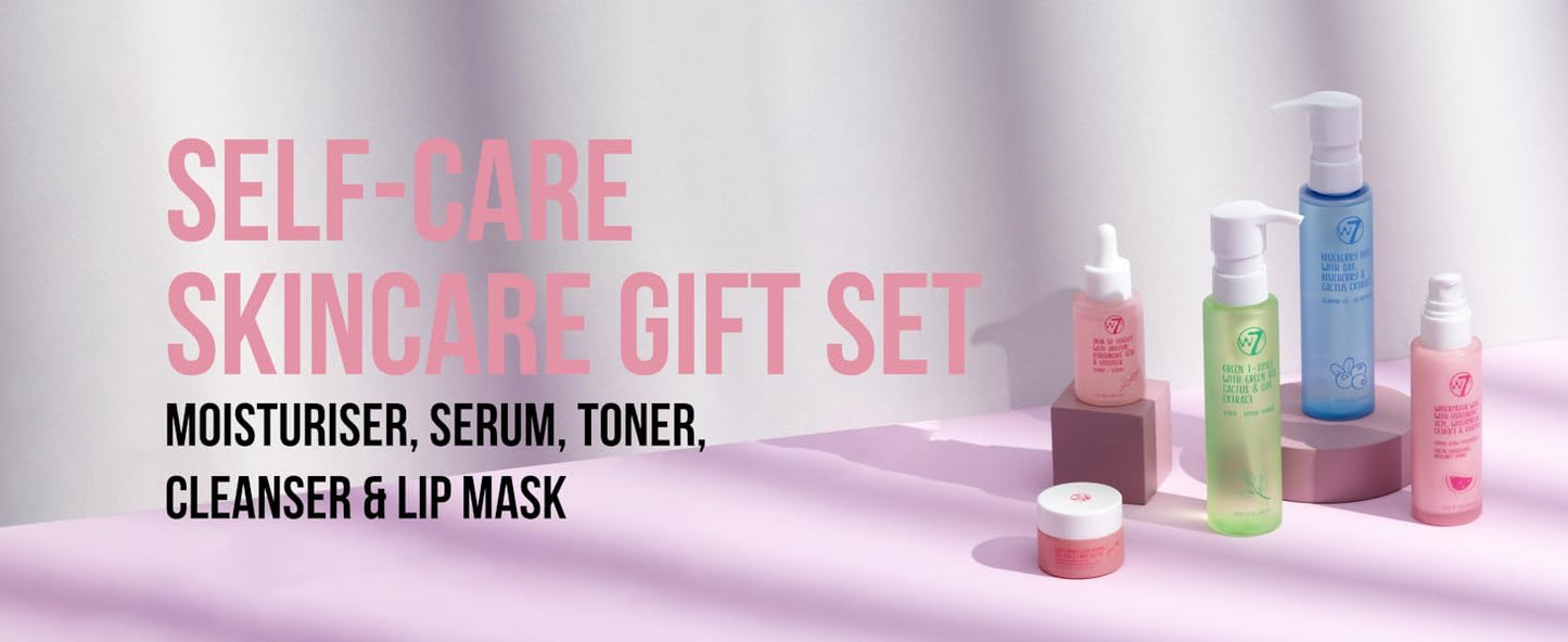 Zermet 1 W7 Self Care Skincare Set | Face Cleanser, Toner, Serum, Moisturizer & Lip Mask | Complete Daily Face Routine | Full Size, Long Lasting Products to Use at Home