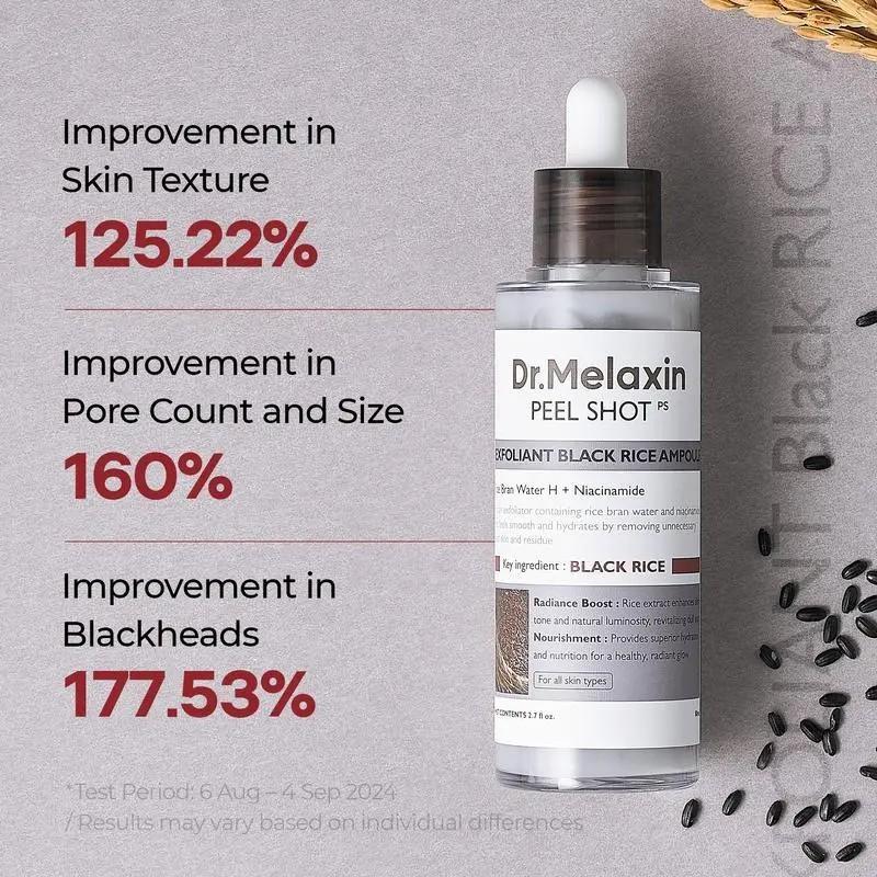 Zermet 1 Peel Shot Glow Rice Ampoule Duo -Serums for Brightening, Exfoliating, andMoisturizing -Suitable for All Skin Types