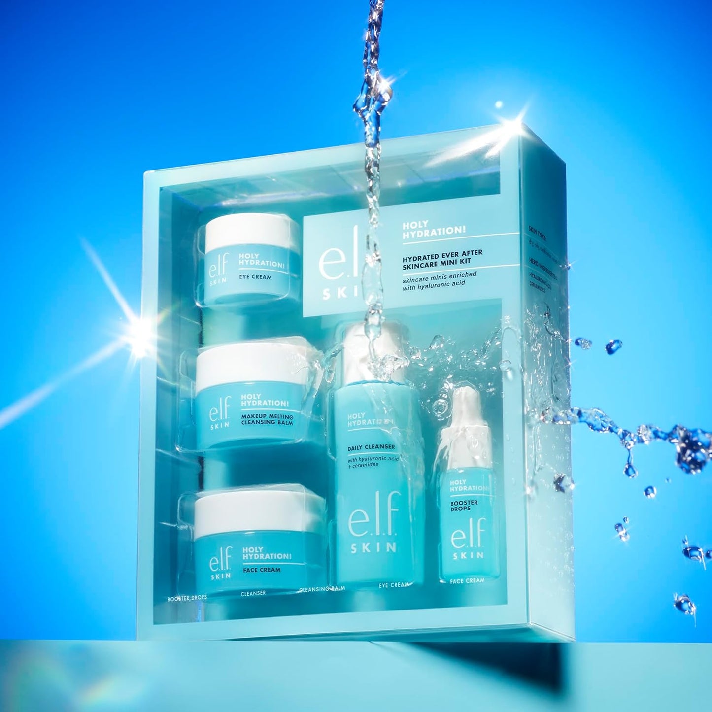 Zermet 1 e.l.f. SKIN Holy Hydration! Hydrated Ever After Skincare Mini Kit, Cleanser, Makeup Remover, Moisturiser & Eye Cream For Hydrating Skin, Airplane-Friendly Sizes