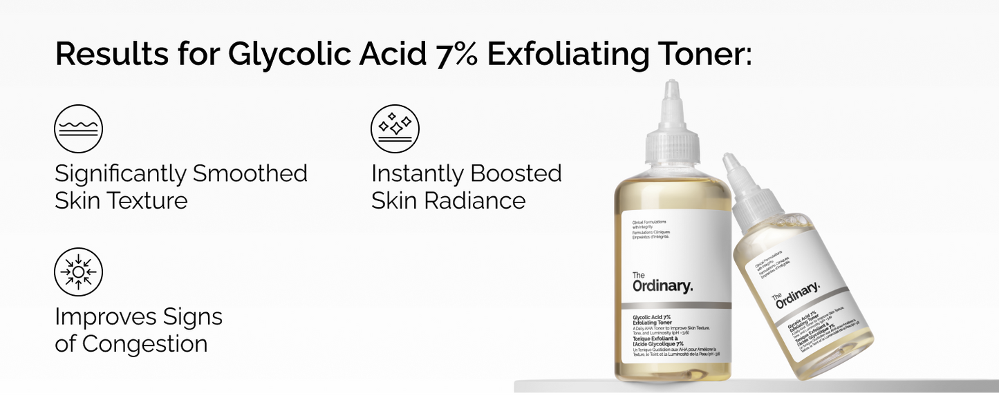 Zermet 1 The Ordinary Glycolic Acid 7% Exfoliating Toner, Brightening and Smoothing Daily Toner for More Even-Looking Skin Tone