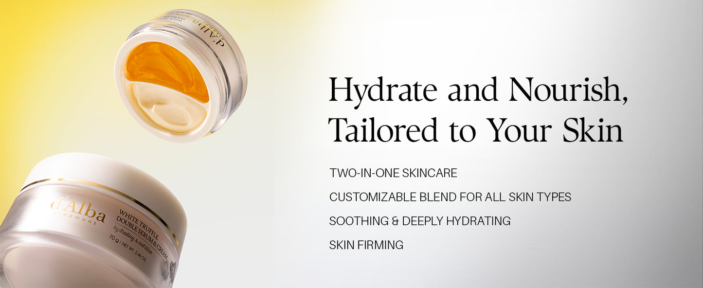 Zermet 1 d'alba Piedmont Italian White Truffle Double Serum & Cream, Vegan Skincare, 2-in-1 Face Moisturizer, Vegan Collagen, Skin Firming and Tightening, Non Comedogenic, Suitable for All Skin Types (2.46 oz)