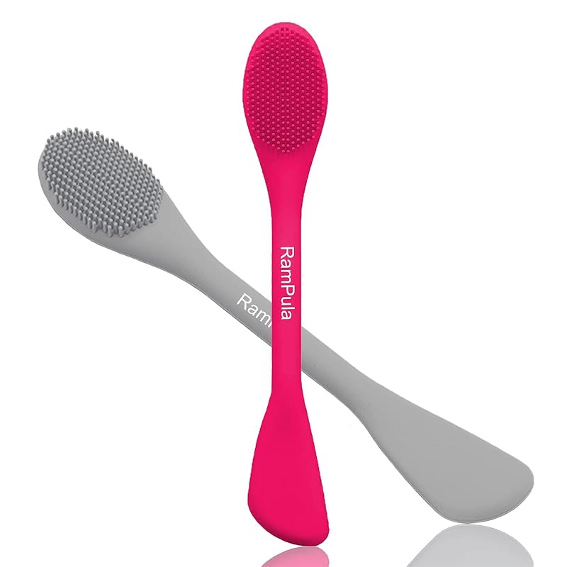 Zermet 1 Facial Cleansing Brush, 2 in 1 Silicone Face Mask Brush & Face Scrubber, For Exfoliating, Massaging, Remove Blackheads, Makeup Skincare Removal, Applicator for Mud, Clay, Body Lotion, DIY Mask