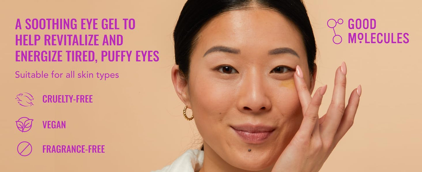 Zermet 1 Good Molecules Yerba Mate Wake Up Eye Gel - Hydrating Under Eye Gel Cream with Hyaluronic Acid and Caffeine - Target Dark Circles and Puffiness - Skin Care for Face