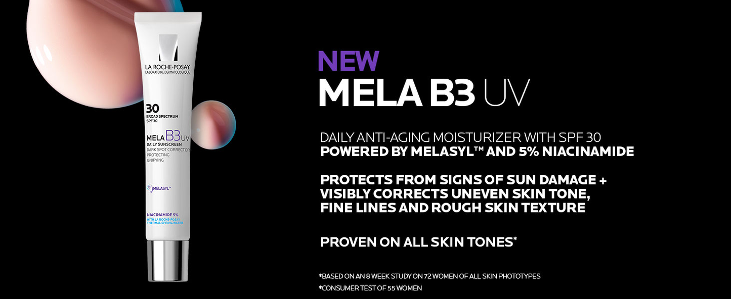 Zermet 1 La Roche-Posay Mela B3 UV Daily Sunscreen, Face Moisturizer With SPF 30 + Anti-Aging Melasyl + 5% Niacinamide, Helps Correct & Protect From Sun Damage, Face Sunscreen With No White Cast, 40ML