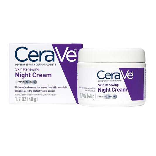 Zermet 1 CeraVe Skin Renewing Night Cream, Niacinamide, Peptide Complex, and Hyaluronic Acid Moisturizer for Face, 1.7 Ounce, Packaging may Vary