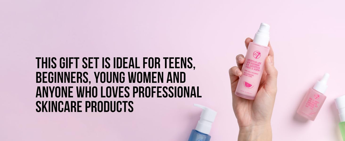 Zermet 1 W7 Self Care Skincare Set | Face Cleanser, Toner, Serum, Moisturizer & Lip Mask | Complete Daily Face Routine | Full Size, Long Lasting Products to Use at Home