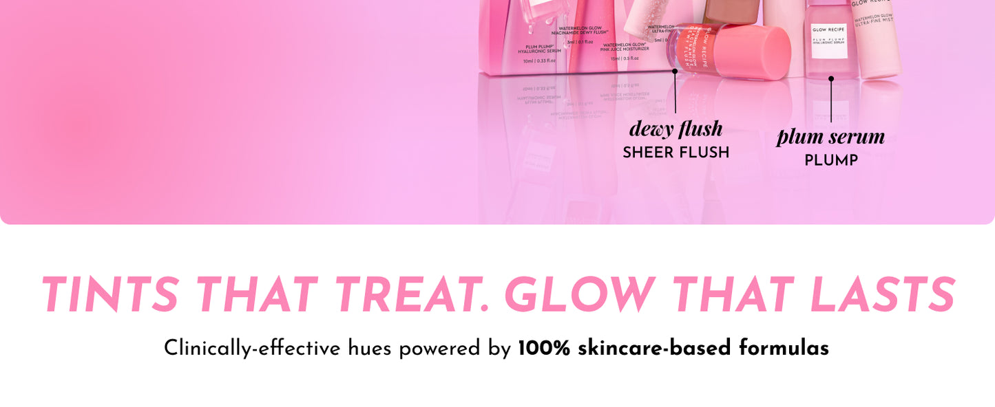 Zermet 1 Glow Recipe Dewy Babies Travel Skincare Set - Plum Plump Hyaluronic Acid Serum + Dewy Flush Tinted Blush Drops + Pink Juice Face Moisturizer + Bronzing Hue Drops + Ultra Fine Facial Mist (5 Count)