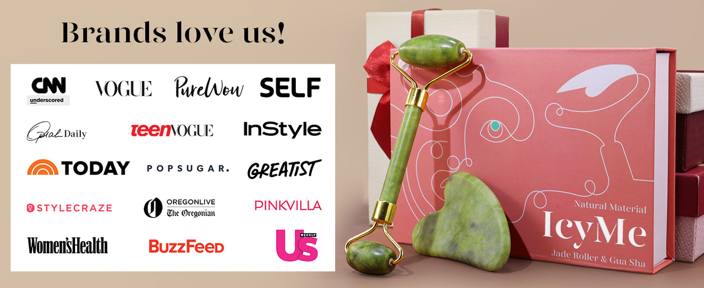 Zermet 1 BAIMEI IcyMe Gua Sha & Jade Roller Facial Tools Face Roller and Gua Sha Set for Puffiness and Redness Reducing Skin Care Routine, Self Care Gift for Men Women - Green