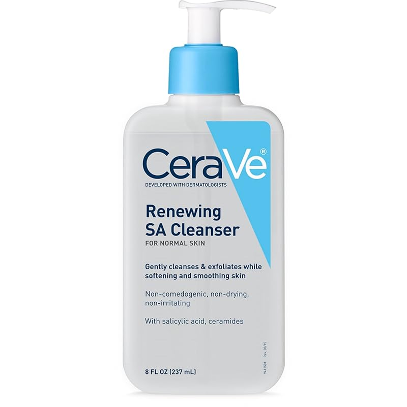 Zermet 1 CeraVe Renewing Salicylic Acid Cleanser, Formulated With Hyaluronic Acid, Niacinamide, & Ceramides, Gentle BHA Exfoliating Face Wash Smooths & Softens Skin, Non Comedogenic & Fragrance Free, 16 Ounce