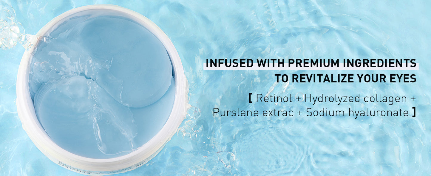 Zermet 1 Enaskin Naturals Under Eye Patches for Dark Circles: 30 Pairs Retinol Collagen Eye Gels Mask - Reduce Wrinkles Puffy & Bags - Skin Treatment Pads - Anti Aging Moisturizer For Women (Blue)