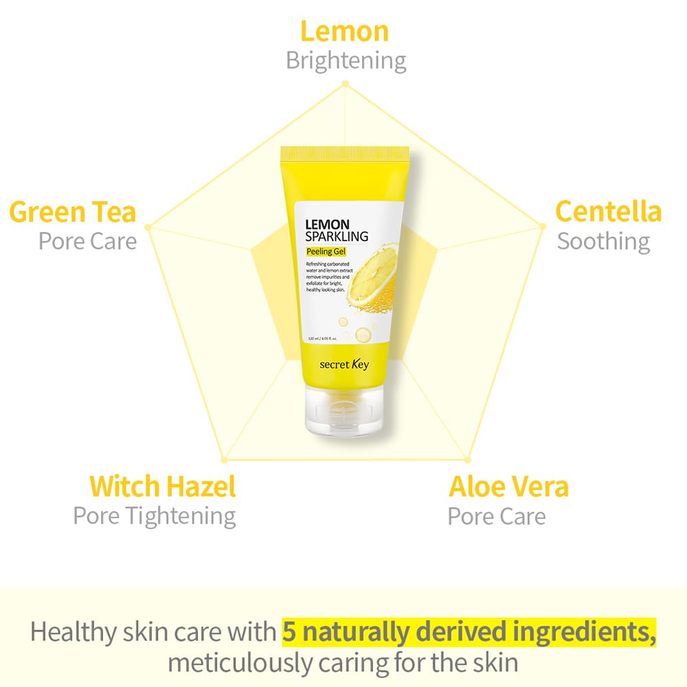 Zermet  Lemon Sparkling Peeling Gel, Deep Cleansing, Exfoliation, Skin Moisturization, Low Irritation for Sensitive Skin fl. 4.05 oz / 120 ml, Vitamin C and Refreshing Carbonated Water Synergy