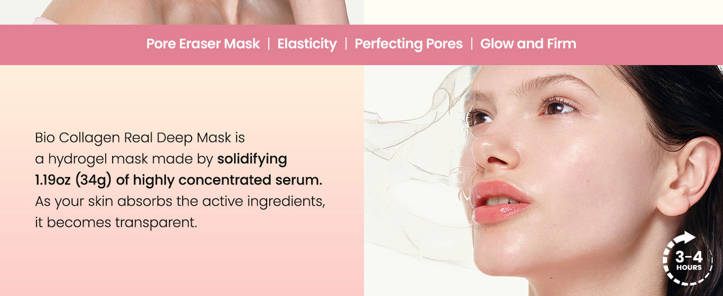 Zermet 1 Zermet 1  Bio-Collagen Real Deep Mask, Hydrating Overnight Hydrogel Mask, Pore Minimizing, Elasticity Improvement, 34g x4ea