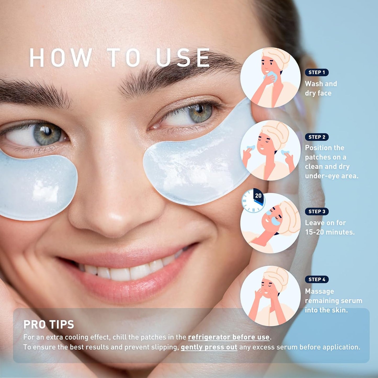 Zermet 1 Enaskin Naturals Under Eye Patches for Dark Circles: 30 Pairs Retinol Collagen Eye Gels Mask - Reduce Wrinkles Puffy & Bags - Skin Treatment Pads - Anti Aging Moisturizer For Women (Blue)