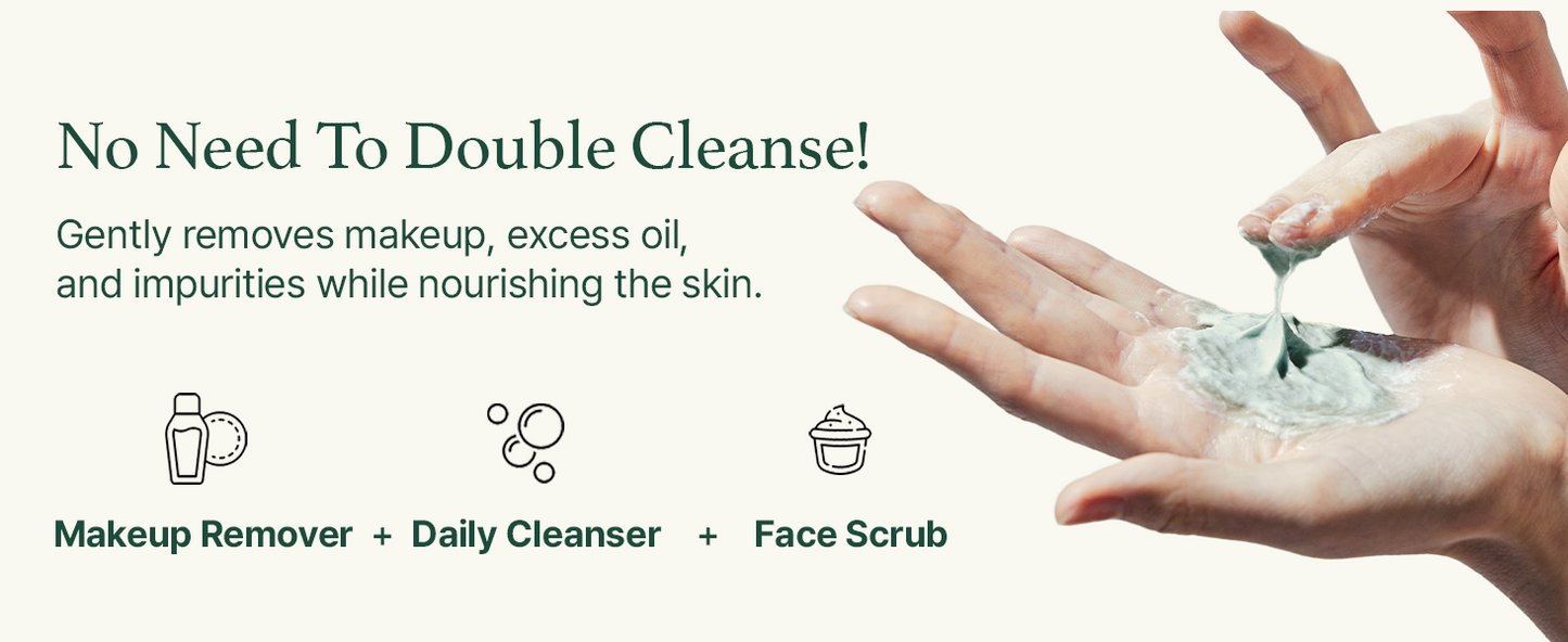 Zermet 1 Korean Rice Mochi Face Cleanser - Face Mask, Foaming Cleanser, Gentle Scrub All in One - Deep Cleansing, Moisturizing, Pore Minimizing, Removing Blackhead- with Rice Water & Green Tea, Mugwort