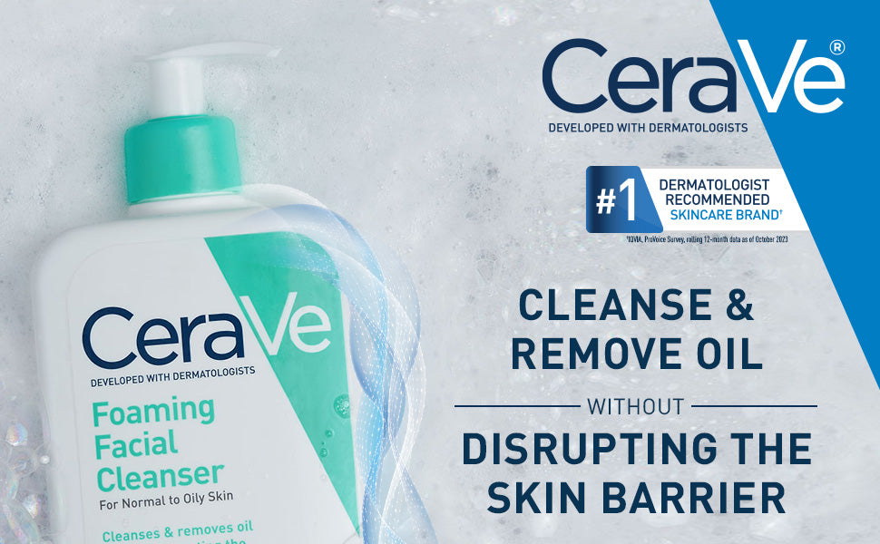 Zermet 1 CeraVe Foaming Facial Cleanser, Daily Face Wash for Oily Skin, Hyaluronic Acid + Ceramides + Niacinamide, Fragrance Free & Paraben Free, Non-Drying Oil Control Face Wash, 19 Fluid Ounce