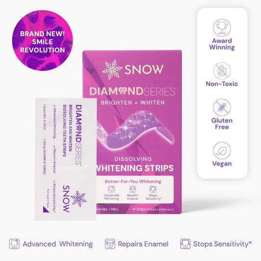 SNOW Instant Purple Diamond Dissolving Teeth Whitening Strips | Color Correcting Technology | Enamel Safe & at Home Dental Hygiene | Lavender Flavor