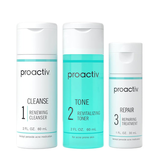 Zermet 1 Proactiv 3 Step Acne Treatment - Benzoyl Peroxide Face Wash, Repairing Acne Spot Treatment for Face and Body, Exfoliating Toner - 30 Day Complete Acne Skin Care Kit