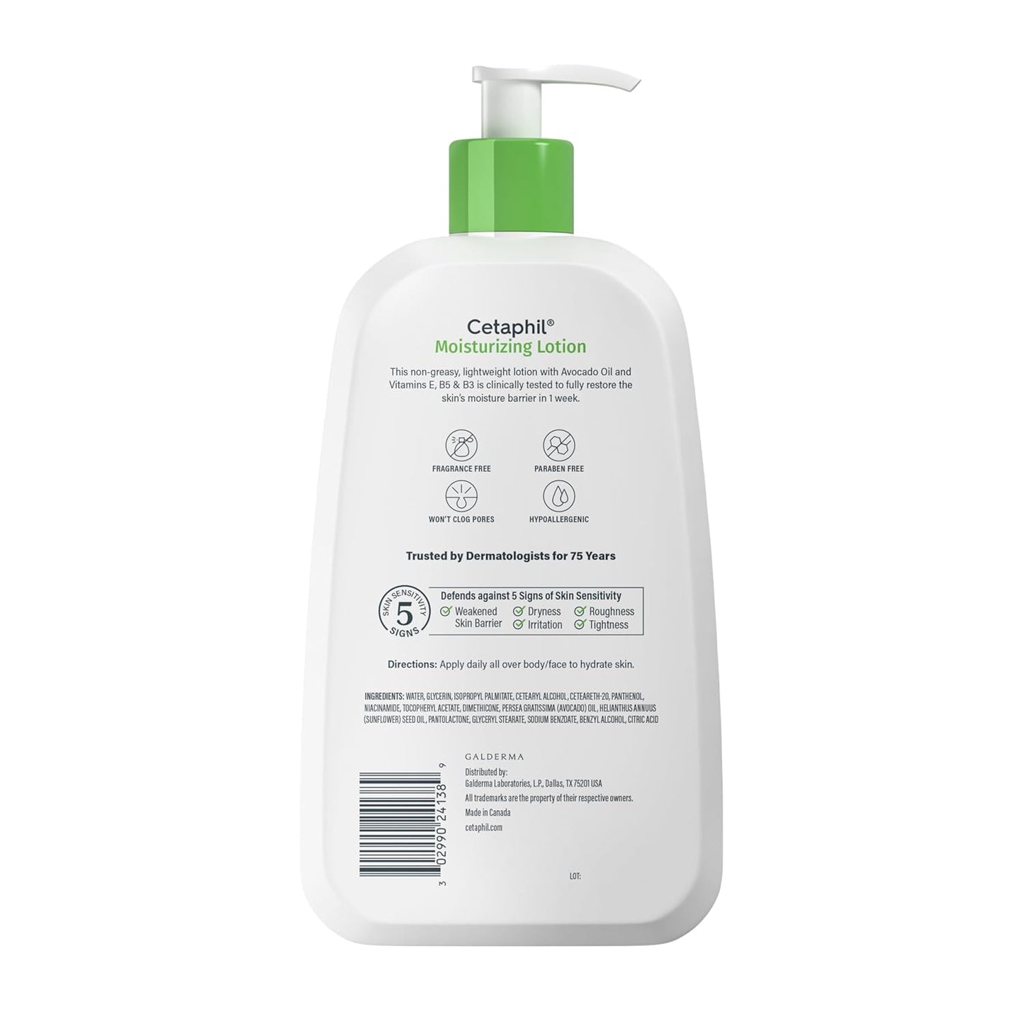 Zermet 1 Cetaphil Face & Body Moisturizer, Hydrating Moisturizing Lotion for All Skin Types, Suitable for Sensitive Skin, NEW 20 oz, Fragrance Free, Hypoallergenic, Non-Comedogenic