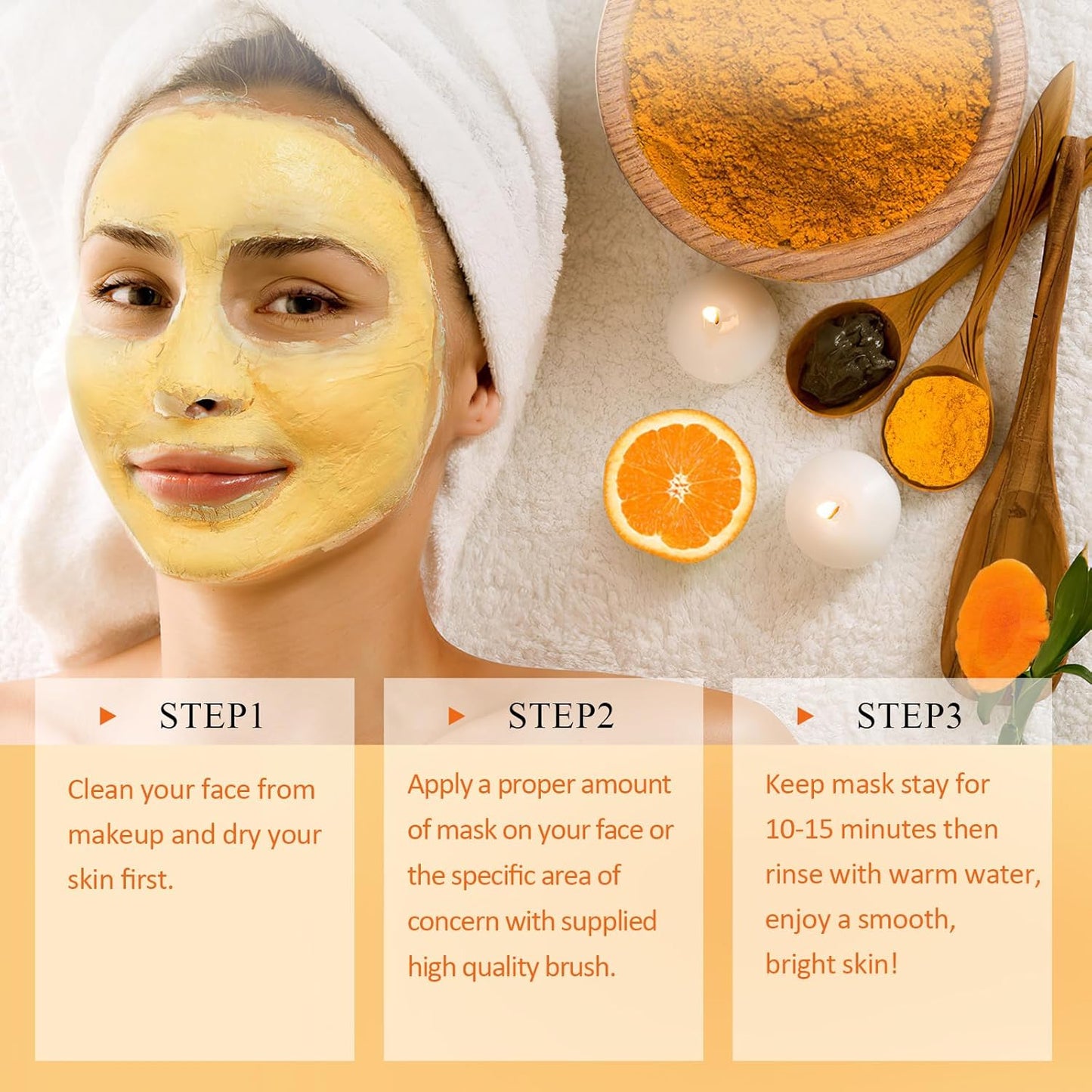 Zermet 1 Vitamin C Face Mask with Kaolin Clay and Turmeric for Dark Spots, Dull Skin, Skincare Facial Mask for Controlling Oil and Refining Pores 5.29 Oz