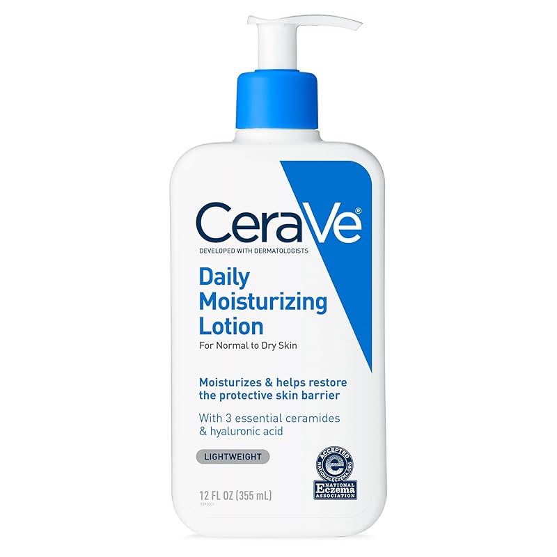 Zermet 1 CeraVe Daily Moisturizing Lotion for Dry Skin, Body Lotion & Face Moisturizer with Hyaluronic Acid and Ceramides, Daily Moisturizer, Fragrance Free, Oil-Free, 19 Ounce