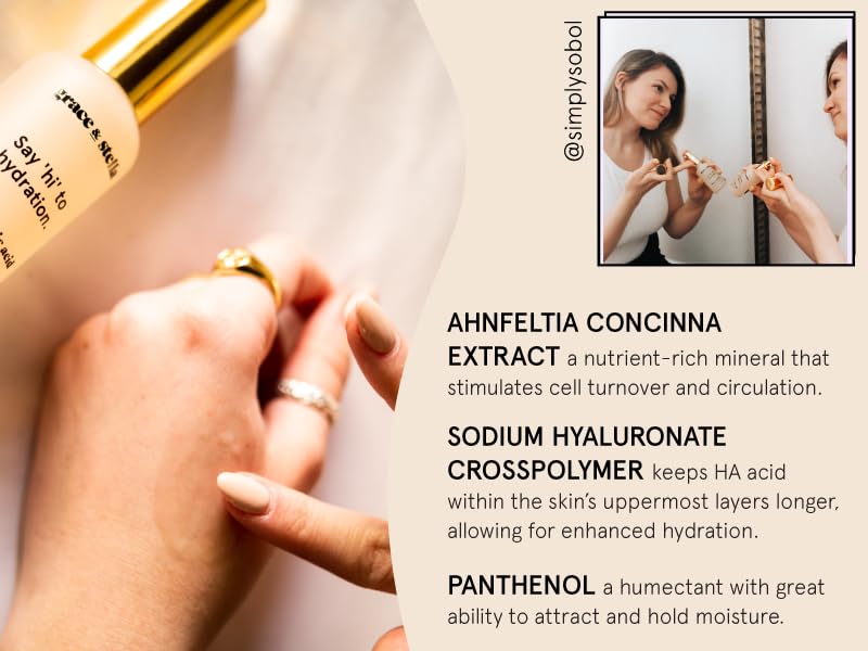 Zermet 1 grace & stella Award Winning Hyaluronic Acid Serum (50ml/1.7 fl oz) Hydrating Hyaluronic Acid Serum for Face - Acido Hialuronico for Women - Remove Fine Lines, Wrinkles, Anti Aging - Vegan Skincare