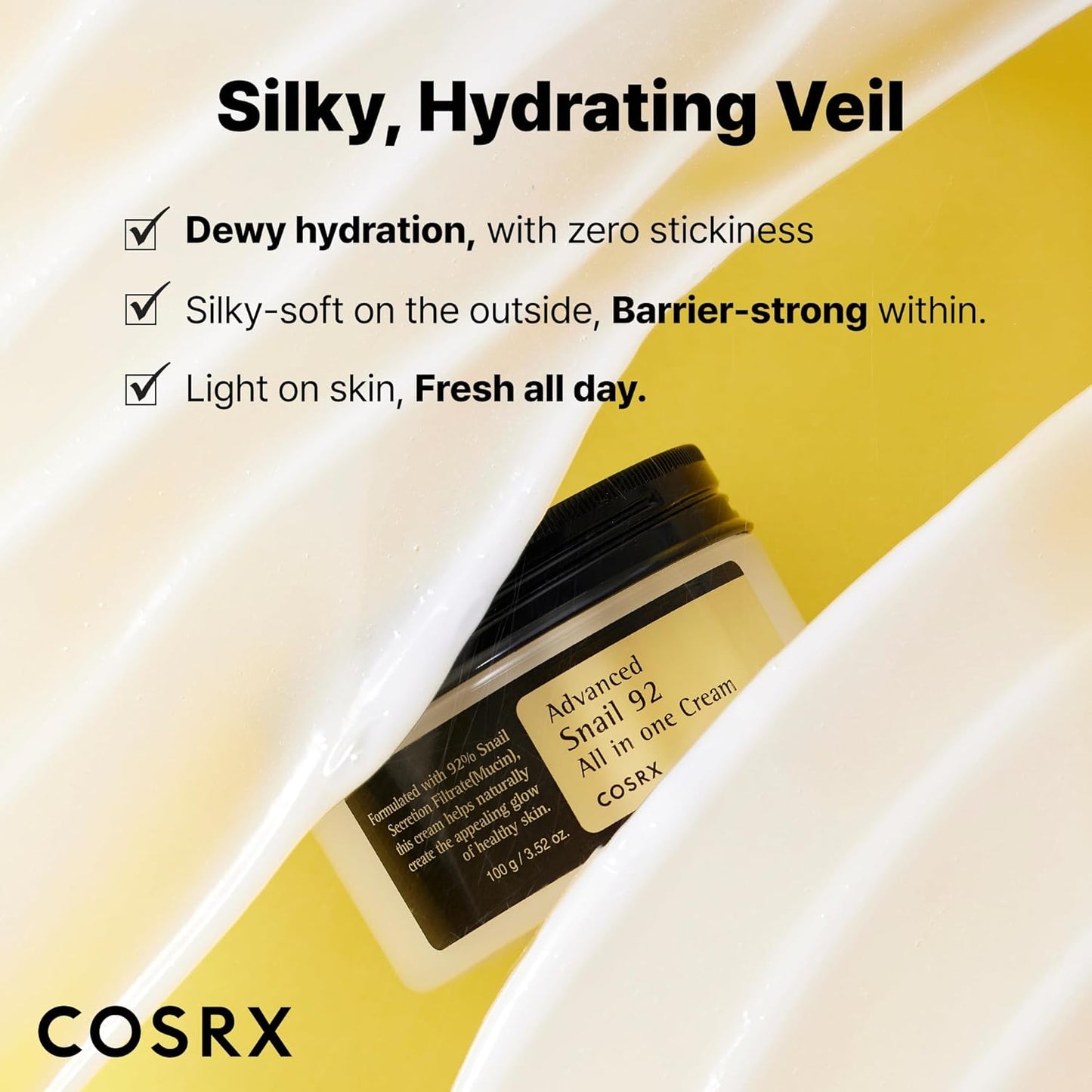 Zermet 1 Zermet 1  Snail Mucin 92% Face Moisturizer, 3.52 Oz, Lightweight Moisturing Cream for Soft, Glowy Skin, Korean Skin Care, Korean Moisturizer Face Cream