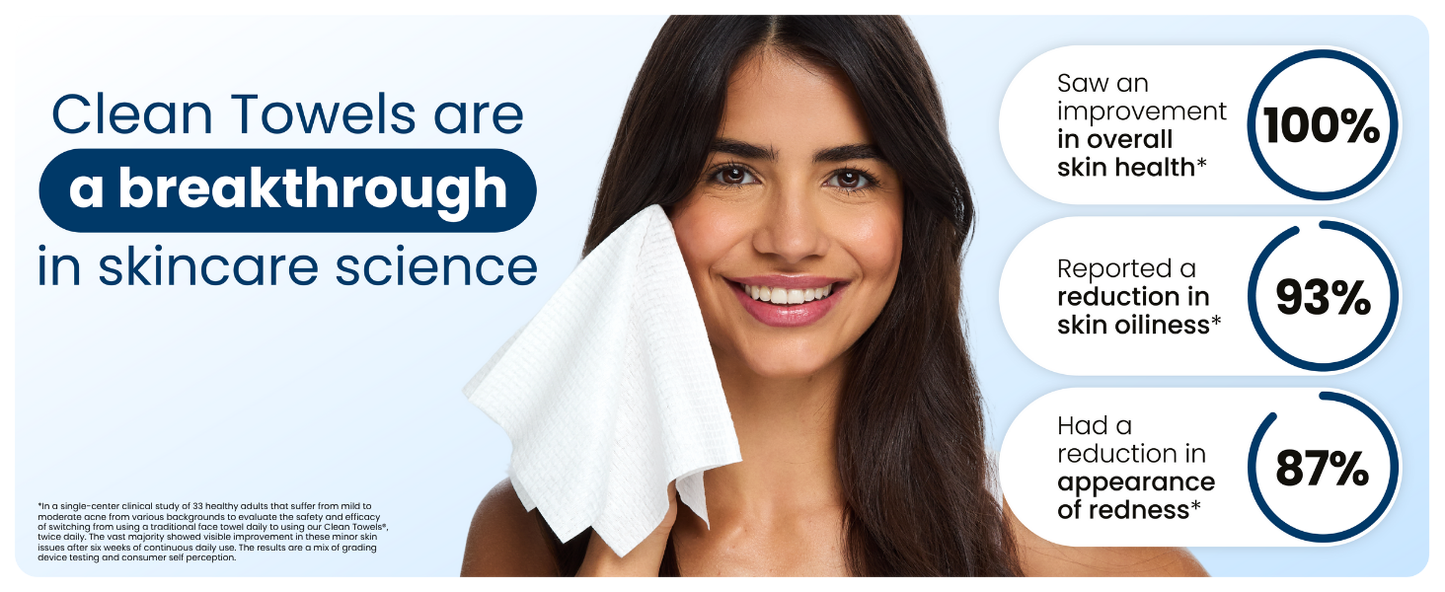 Zermet 1 Clean Skin Club Clean Towels XL™, 100% USDA Biobased Face Towel, Disposable Face Towelette, Eczema Association Accepted, Makeup Remover Dry Wipes, Ultra Soft, 50 Ct, 1 Pack