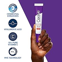 Zermet 1 CeraVe Vitamin C Serum with Hyaluronic Acid, Skin Brightening Serum for Face with 10% Pure Vitamin C, Fragrance Free, 1 Fl. Oz