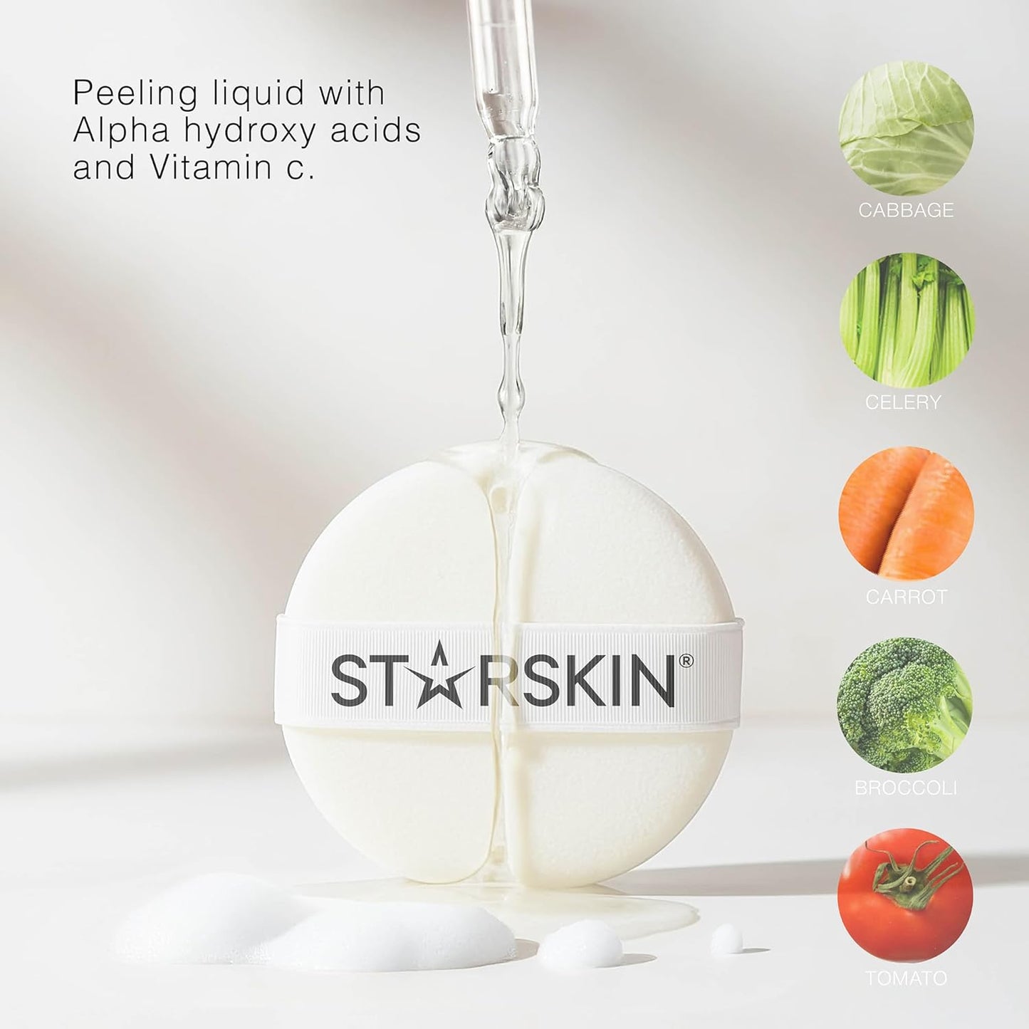 Zermet 1 STARSKIN Glowstar, Facial Radiance Pads with Lactic and Glycolic Acid, AHA Exfoliant infused with Vitamin C Serum, Face Peeling Puff, Optimal for Soft Scrub, K Beauty Skincare