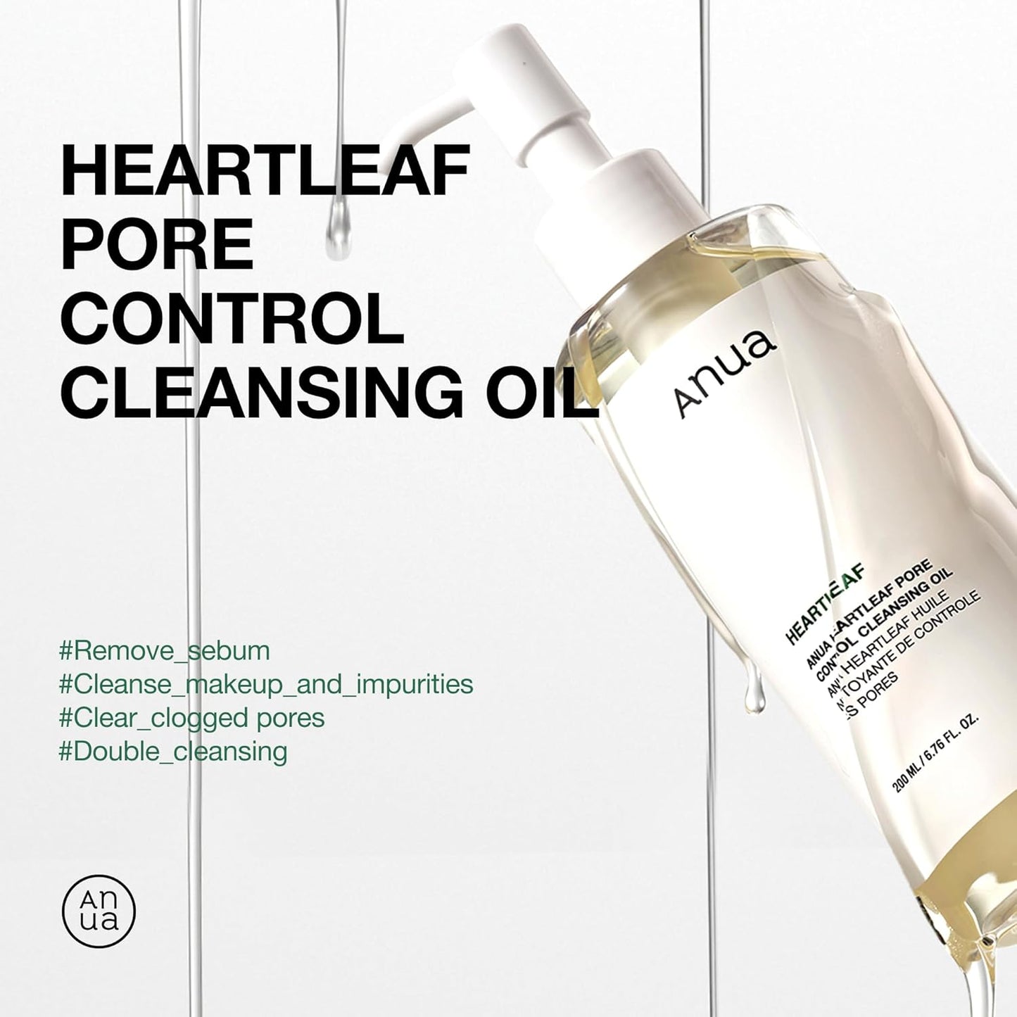 Zermet 1 Anua Heartleaf Pore Control Cleansing Oil, Oil Cleanser for Face, Makeup Blackhead Remover, Korean Skin Care 6.76 fl oz(200ml) (original)