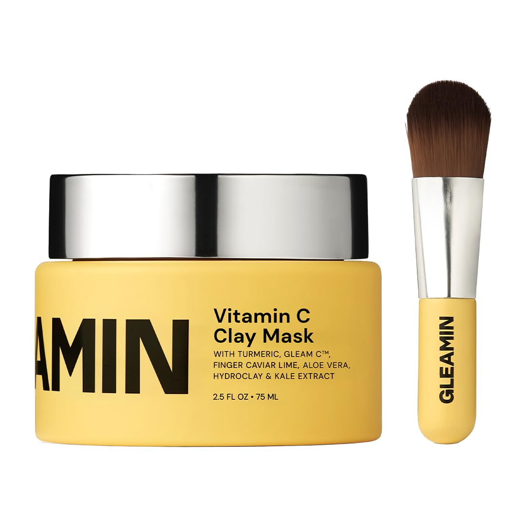 Zermet 1 Gleamin Vitamin C Clay Mask for Dark Spots, Turmeric Clay Face Mask Skin Care, Deeply Cleanses & Refines Pores, Brightens Uneven Tone and Helps Improve Post-Blemish Scarring & Texture, Up to 20 Uses