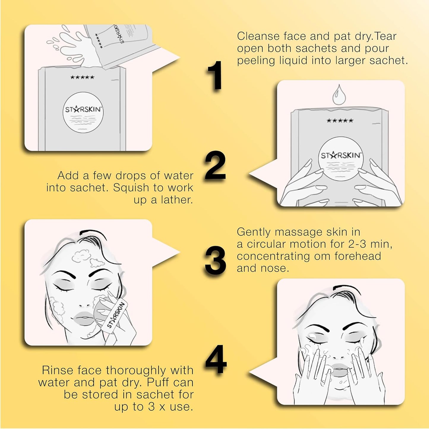 Zermet 1 STARSKIN Glowstar, Facial Radiance Pads with Lactic and Glycolic Acid, AHA Exfoliant infused with Vitamin C Serum, Face Peeling Puff, Optimal for Soft Scrub, K Beauty Skincare