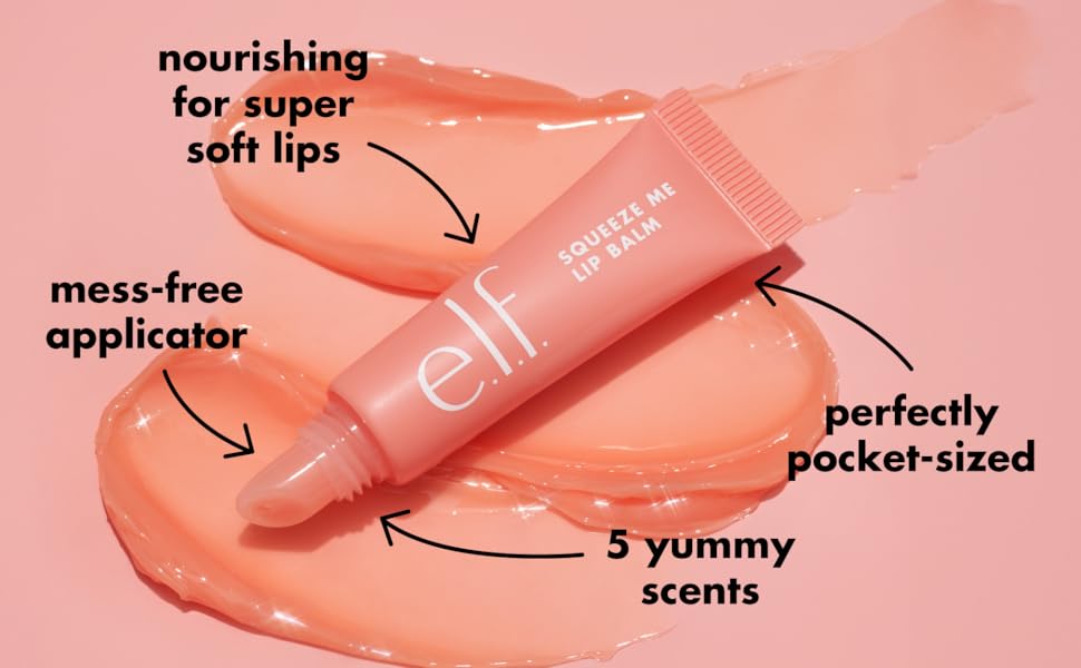 Zermet 1 e.l.f. Squeeze Me Lip Balm, Moisturizing Lip Balm For A Sheer Tint Of Color, Infused With Hyaluronic Acid, Vegan & Cruelty-free, Peach