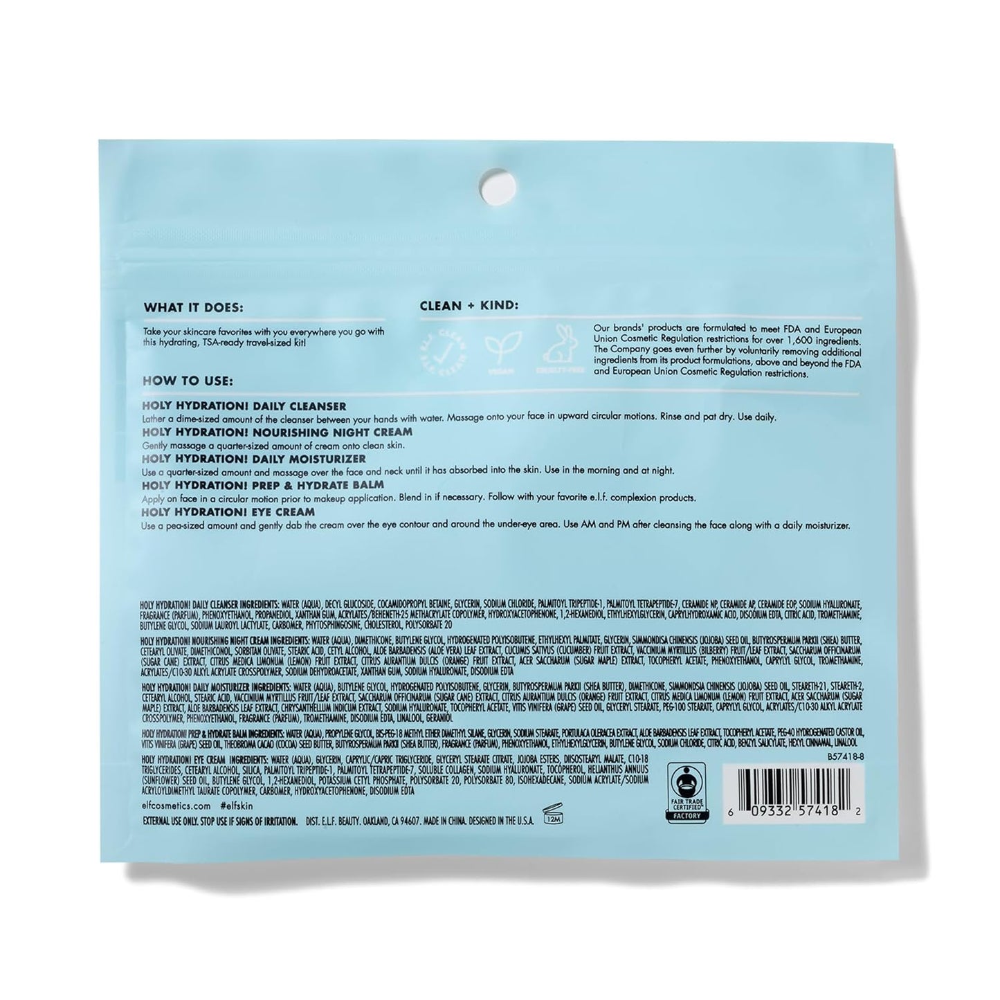 Zermet 1 e.l.f. SKIN Holy Hydration! Jet Set Hydration Kit, Travel Friendly Hydrating Skincare Set, Face Cleanser, Balm, Moisturizer, Eye Cream & Night Cream, Vegan & Cruelty-Free