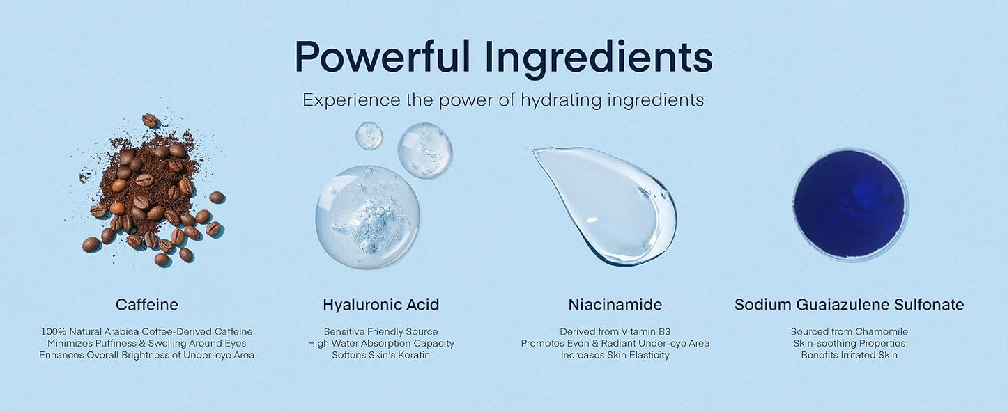 Zermet 1Zermet 1 Under Eye Patches for Dark Circles - 60 Korean Hydrogel Masks for Puffiness, Bags with Caffeine, Hyaluronic Acid, Niacinamide - Undereye Brightening, Hydrating, Anti-Wrinkle & Cooling