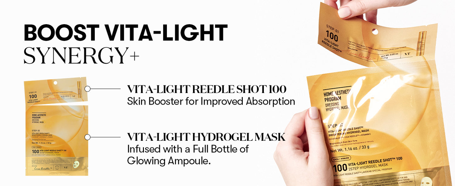 Zermet 1 Zermet 1  Vita-Light Reedle Shot 100 2-Step Hydrogel Mask(34.5gx4ea), Intensive Glowing, Exosome Glutathione Face Mask, Overnight Melting Mask, Korean Facial Mask
