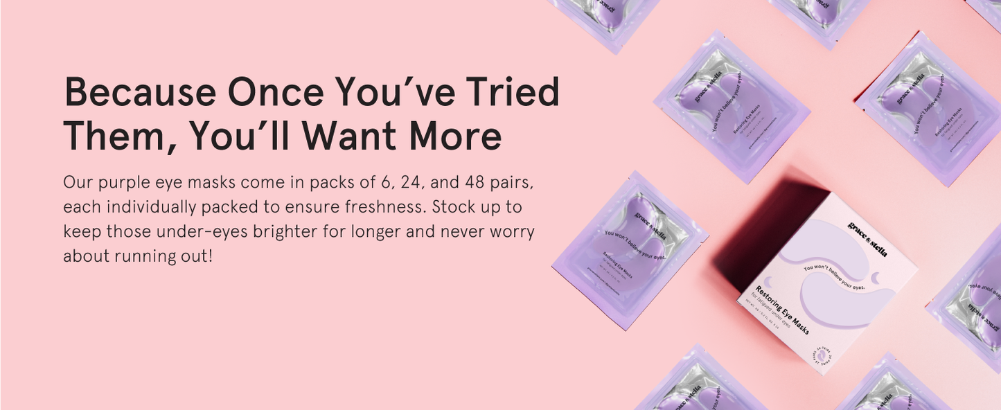 Zermet 1 grace & stella Retinol Under Eye Patches for Puffy Eyes and Dark Circles - Restoring Gel Under Eye Masks with Hyaluronic Acid - Vegan Cruelty-Free Skincare, Birthday Gifts for Women (Purple, 24 Pairs)