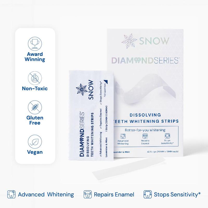 SNOW Diamond Teeth Whitening Strips | Gentle & Enamel Safe White Strips for Teeth Whitening | at Home Dental Hygiene & Tooth Care for a White Smile
