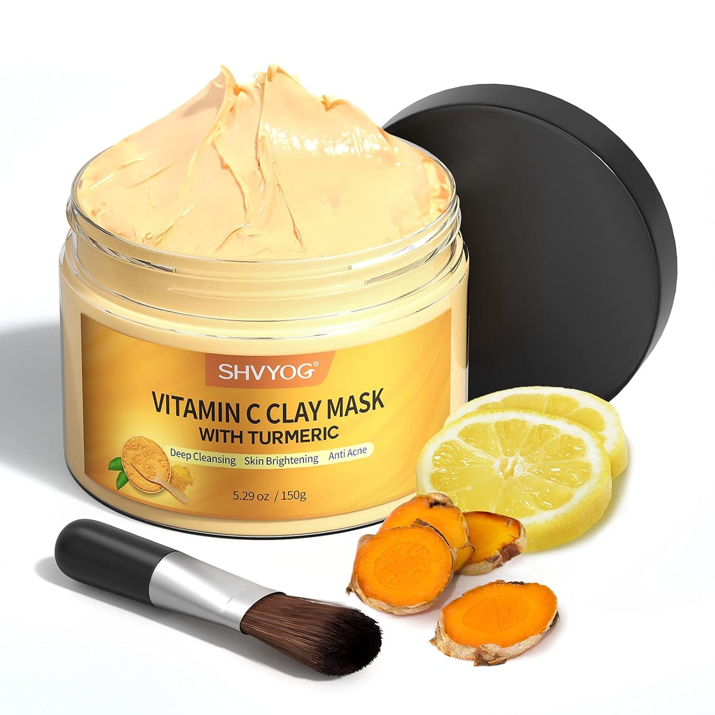 Zermet 1 Vitamin C Face Mask with Kaolin Clay and Turmeric for Dark Spots, Dull Skin, Skincare Facial Mask for Controlling Oil and Refining Pores 5.29 Oz