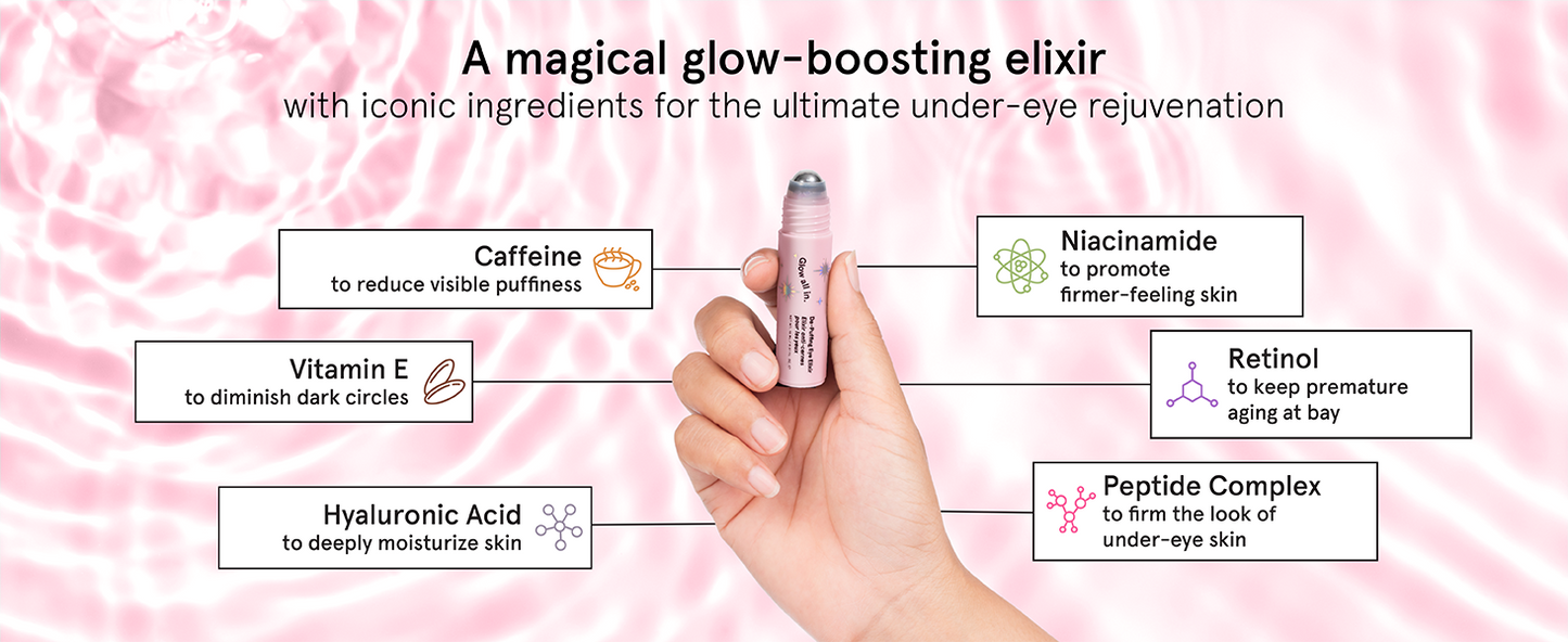 Zermet 1 grace & stella Award Winning Under Eye Brightener Roller - Airplane Travel Essentials - Retinol & Caffeine Eye Serum for Puffiness, Dark Circles, Wrinkles - Vegan Skincare (15ml / 0.51floz)