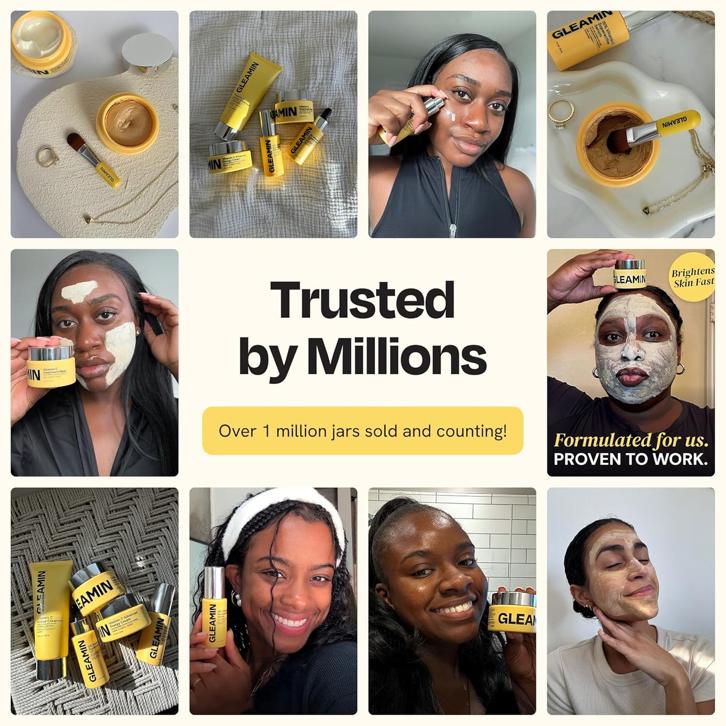 Zermet 1 Gleamin Vitamin C Clay Mask for Dark Spots, Turmeric Clay Face Mask Skin Care, Deeply Cleanses & Refines Pores, Brightens Uneven Tone and Helps Improve Post-Blemish Scarring & Texture, Up to 20 Uses