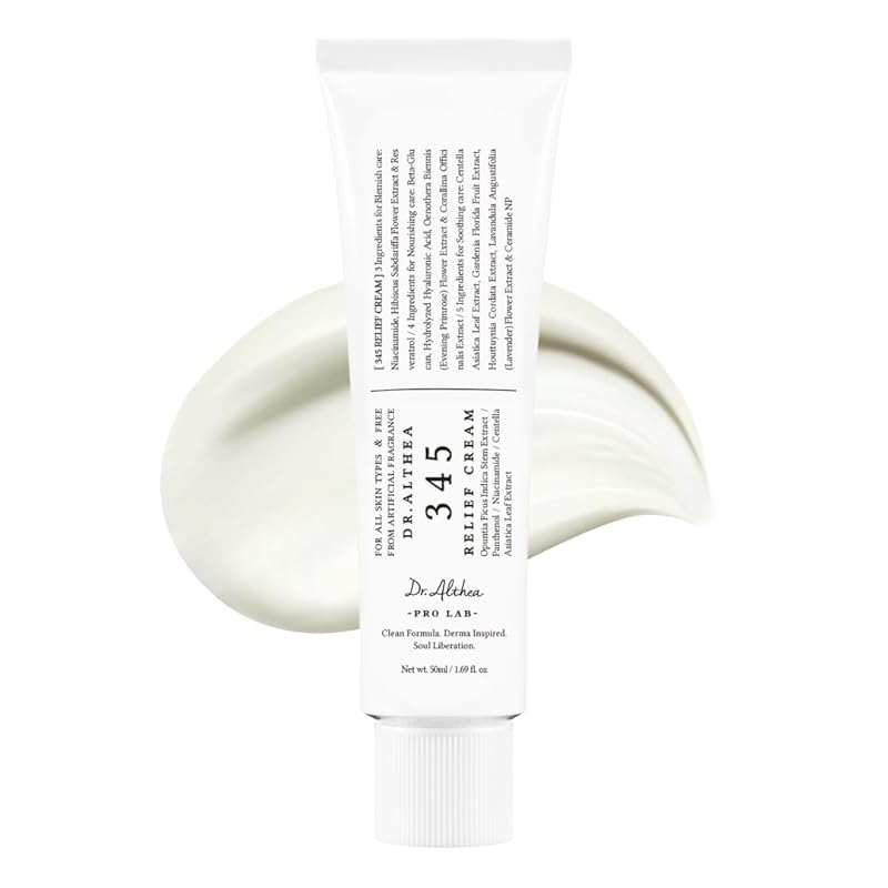 Zermet 1 Dr.Althea 345 Relief Cream, Daily Face Moisturizer, Blemish Relief Care, Soothing Recovery & Moisture, Korean Vegan Skin Care for All Skin Types, 1.69 Fl Oz (Pack of 1)