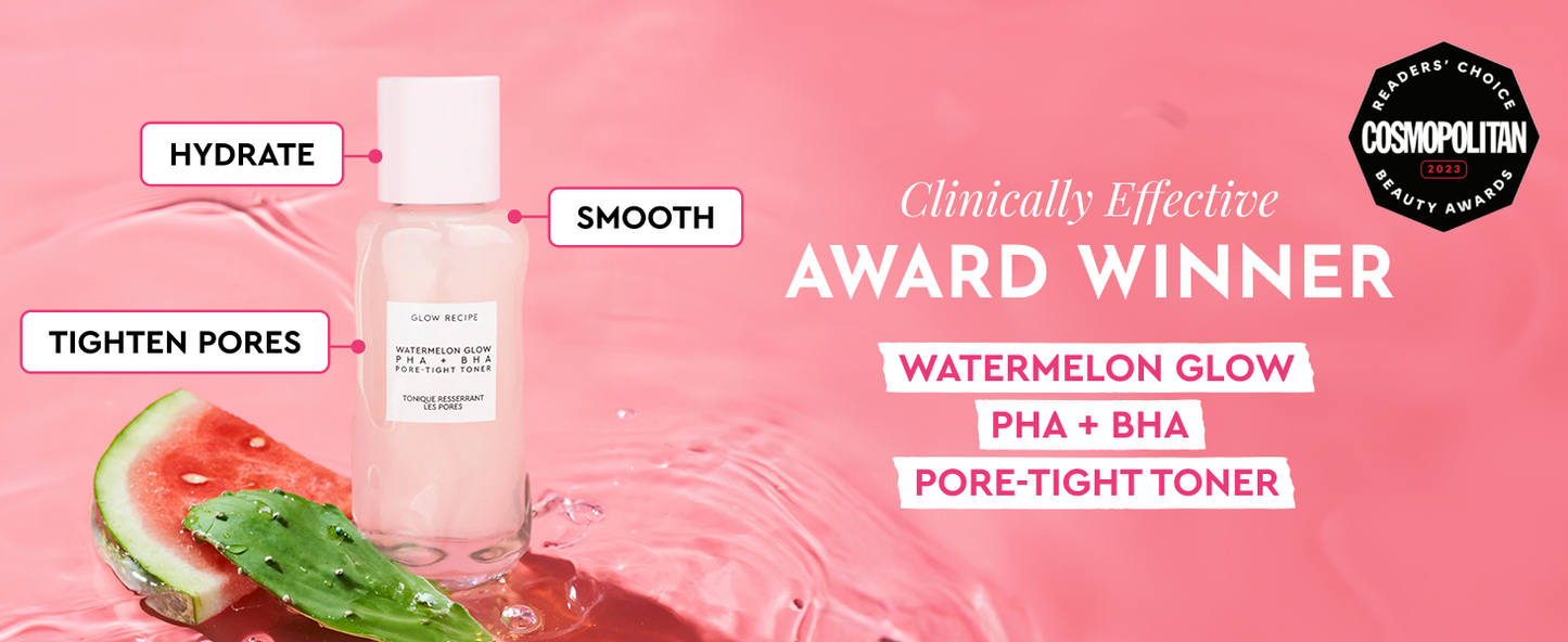 Zermet 1 Glow Recipe PHA + BHA Face Toner - Korean Skin Care Pore Minimizer & Gentle Facial Exfoliator for Tightening, Hydrating & Exfoliating - Glycerin, Watermelon & Cactus Water (40ml)