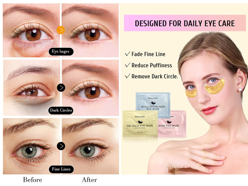 Zermet 1 Under Eye Patches Gold and Hyaluronic Acid for puffy eyes,Rose Eye Masks for Dark Circles and Puffiness skin care Smooth Wrinkles products 30 Pairs