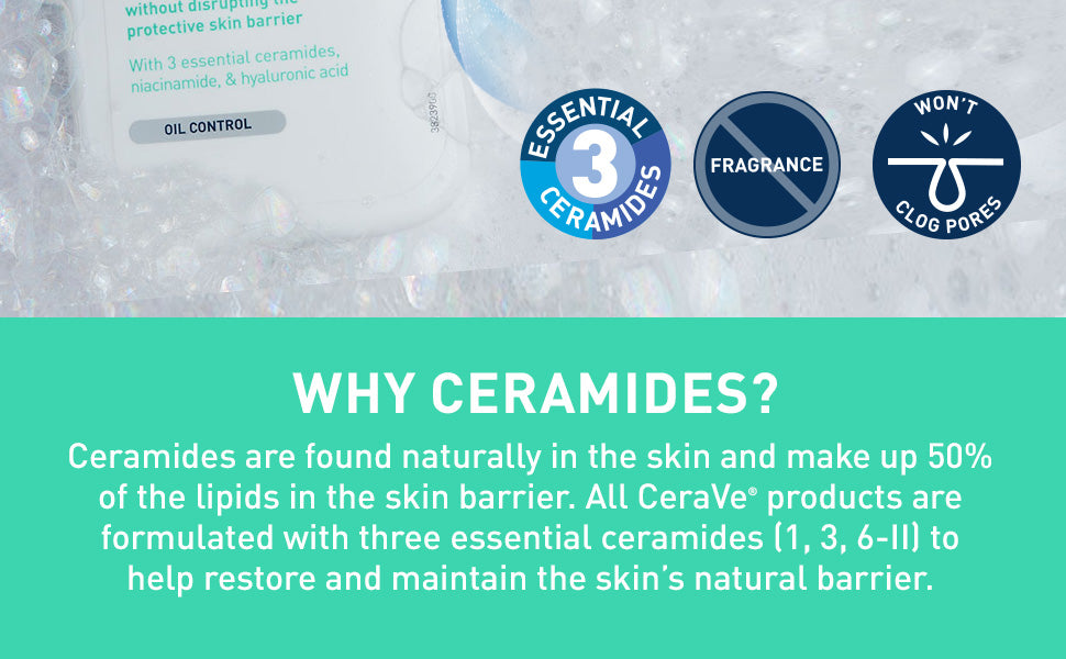 Zermet 1 CeraVe Foaming Facial Cleanser, Daily Face Wash for Oily Skin, Hyaluronic Acid + Ceramides + Niacinamide, Fragrance Free & Paraben Free, Non-Drying Oil Control Face Wash, 19 Fluid Ounce