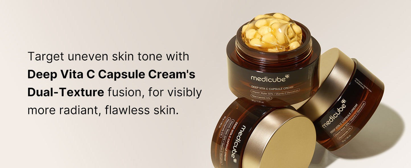 Zermet 1 medicube Deep Vitamin C Golden Capsule Face Moisturizer - Liposome Capsules For Wrinkles, Skin Radiance - Transparent Gel for Glow Hydration - Korean Skin Care 1.94 oz