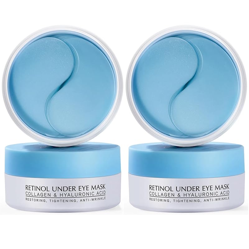 Zermet 1 Enaskin Naturals Under Eye Patches for Dark Circles: 30 Pairs Retinol Collagen Eye Gels Mask - Reduce Wrinkles Puffy & Bags - Skin Treatment Pads - Anti Aging Moisturizer For Women (Blue)