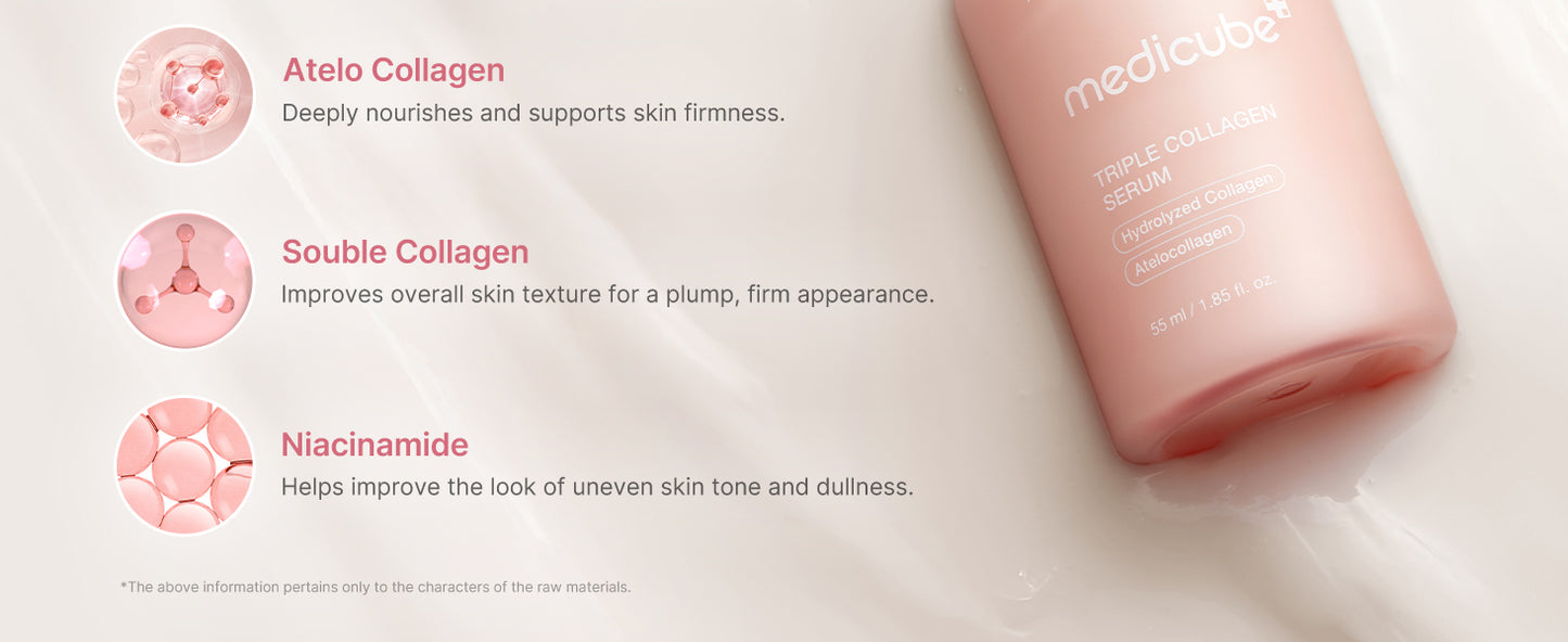 Zermet 1 Medicube Triple Collagen Serum 1.85 fl.oz - Nourish dull skin with Triple Collagen Complex - A lightweight serum with Niacinamide and Hyaluronic Acid - Korean Skincare